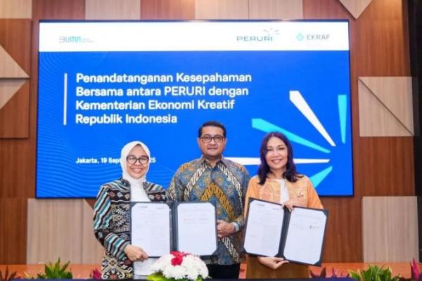 Kementerian Ekraf dan Perum Peruri resmi menjalin kerja sama untuk memperkuat ekosistem ekonomi kreatif di Indonesia melalui digitalisasi serta perlindungan HaKI