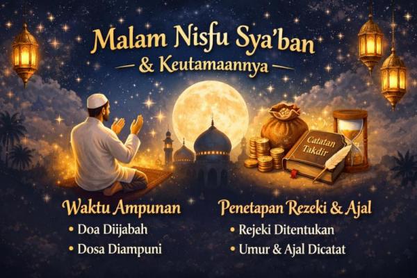 Malam Nisfu Syaban merupakan salah satu malam istimewa dalam Islam yang jatuh pada pertengahan bulan Syaban