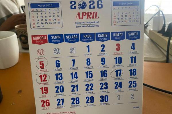 Tanggal 29 April 2026 jatuh pada hari Rabu, cek daftar peringatan hari ini.