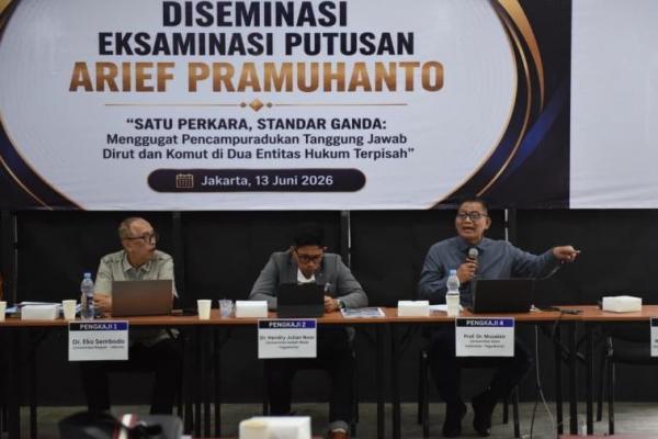 Forum diseminasi eksaminasi menyoroti dugaan kekeliruan penegakan hukum dan perhitungan kerugian negara dalam Perkara Arief Pramuhanto