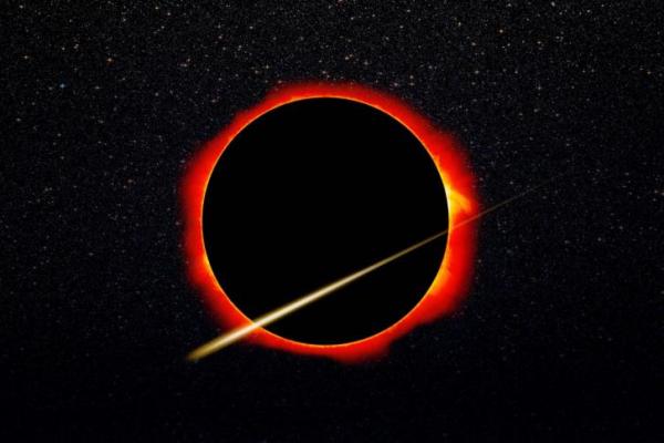 Gerhana Matahari total hanya dapat terjadi saat fase Bulan Baru, sehingga malam setelahnya menjadi sangat gelap dan mendukung pengamatan hujan meteor