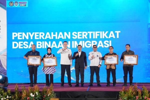 Menteri Imigrasi dan Pemasyarakatan Agus Andrianto meresmikan tiga Immigration Lounge di Sumatera Utara sekaligus mengukuhkan 53 Petugas Imigrasi Pembina Desa