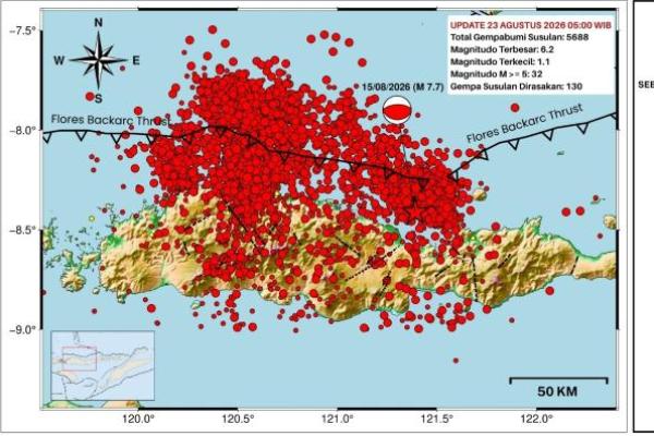BNPB mencatat jumlah warga yang mengungsi akibat gempa bumi yang terjadi di bagian wilayah Nusa Tenggara Timur (NTT) terus bertambah