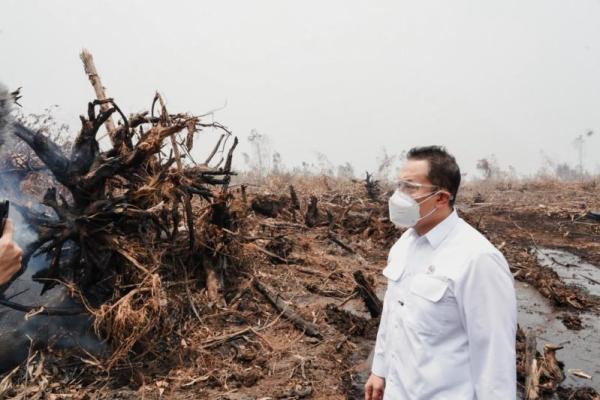 Lahan gambut yang terbakar di Desa Parit Culum I memerlukan pasokan air dalam jumlah yang cukup besar